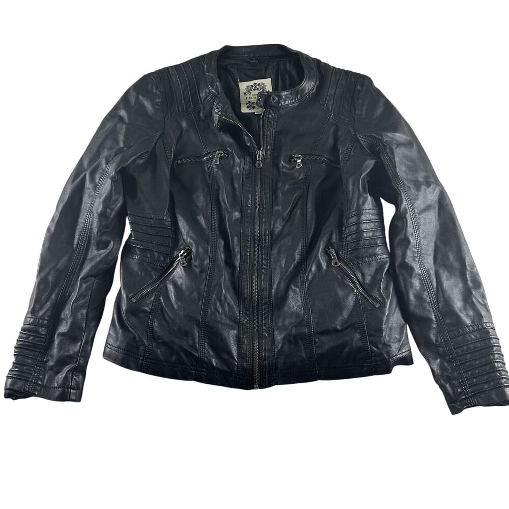 Made‎ By Johnny Los Angeles Women’s Black Faux Leather Moto Jacket sz XXL